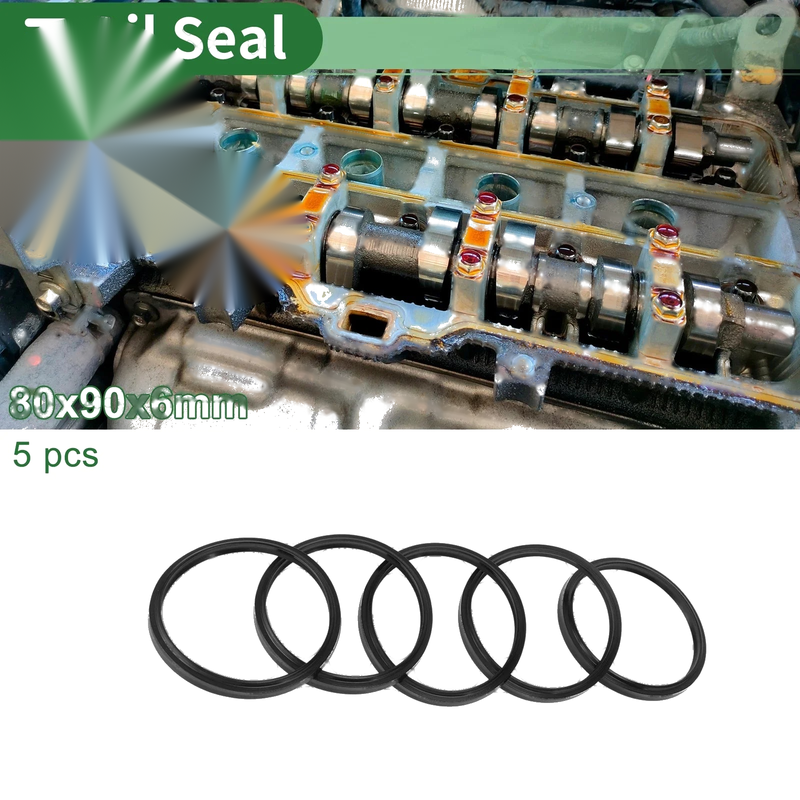 Oil Seal 5 Pcs Rotary Shaft Seal NBR Rubber 80x90x6mm