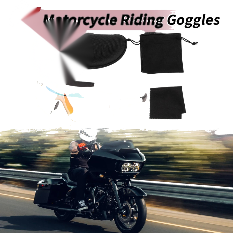 Motorcycle Riding Light Red Lens White Frame PC TPU Sunglasses Goggles