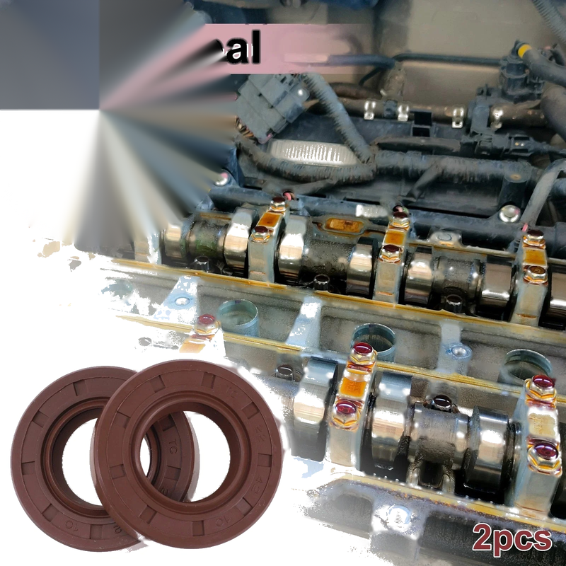 Oil Seal 22x42x10mm Rotary Shaft Seal FKM Rubber Brown 2 x Pcs