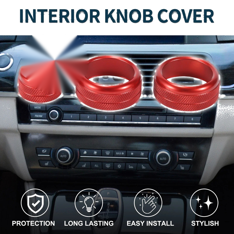 BMW 1 2 3 3 Series 4 Series Red 3 Pcs Switch Knob Cover
