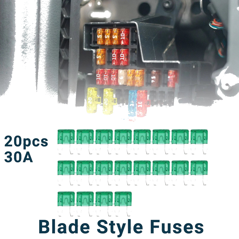 Car - Green 30A Mini Blade Fuses 20 x Short Circuit Protection