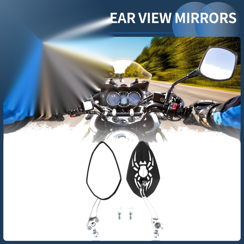 Motorcycle M8/M10 Rear View Mirrors Handlebar Mirrors White Aluminum Alloy