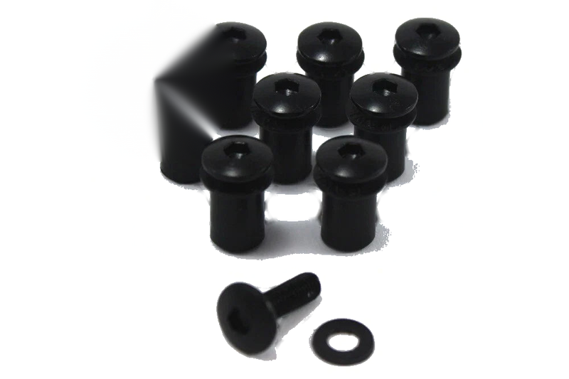 Ducati 10 x Black Aluminium m4 Fairing & Screen Bolts & Rubber Well Nuts