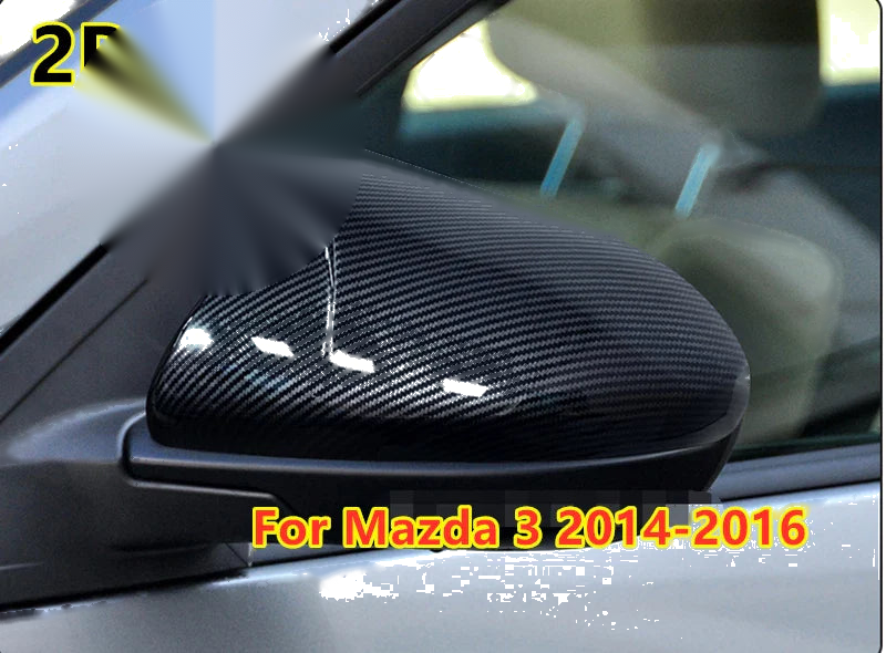 Mazda 3 2X Carbon Fiber Side Mirror Horn Cover Cap Trim (2014–2016)