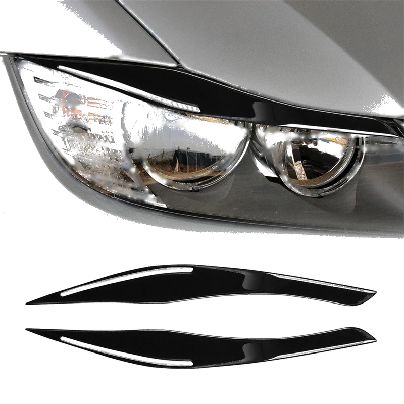 BMW 3 Series E90 E91 Gloss Black Headlight Eyelid Trim (2009-2012)