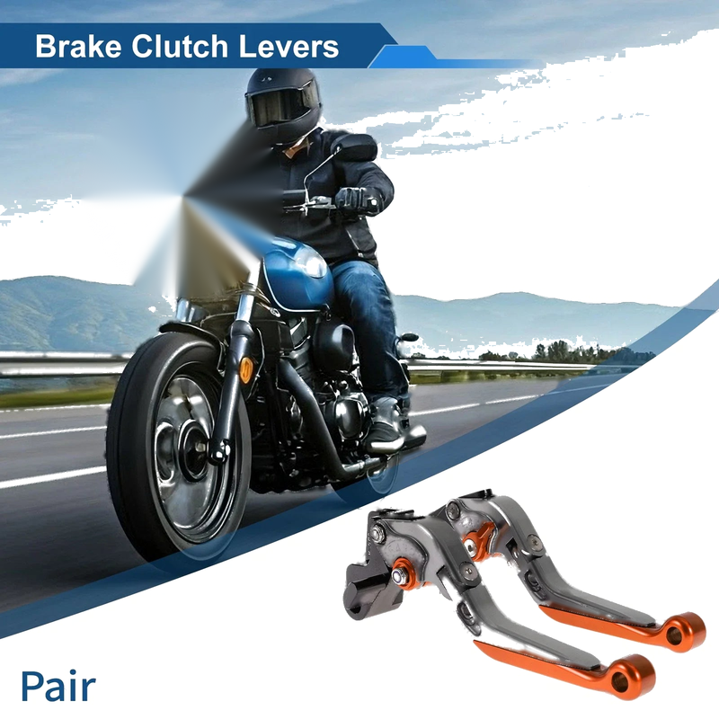 Kawasaki ER-5 Orange 2 x Adjustable Short Long Brake Clutch Levers