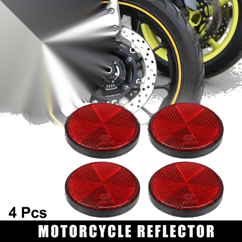 Motorcycle 4pcs M6x1.0 Red Universal Screw Mount Round Warning Reflector