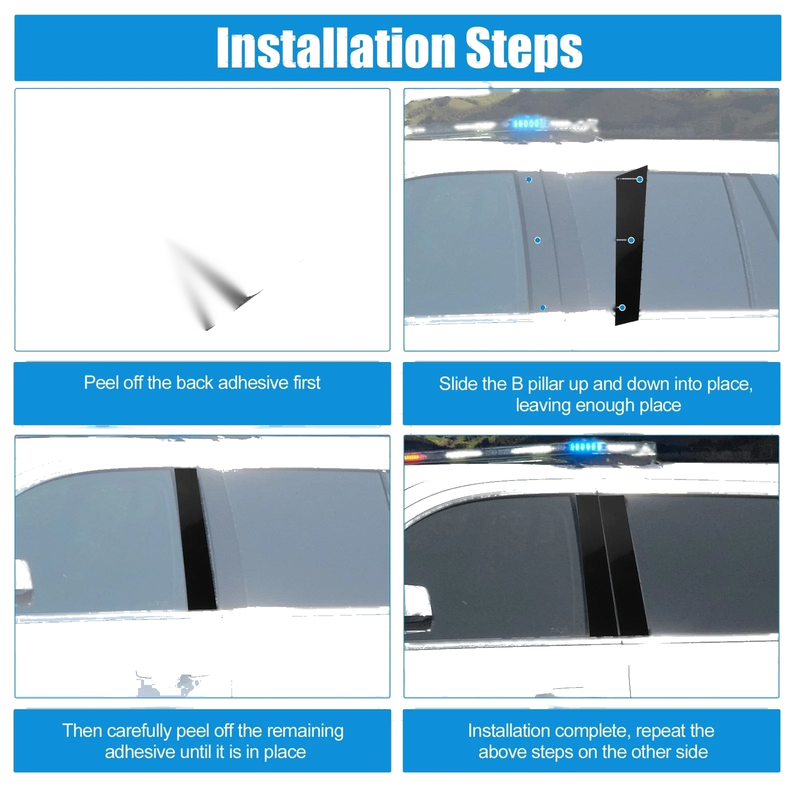 Nissan Rogue (2014-2020) Black 8 Pcs Windshield B Pillar Trim Garnish