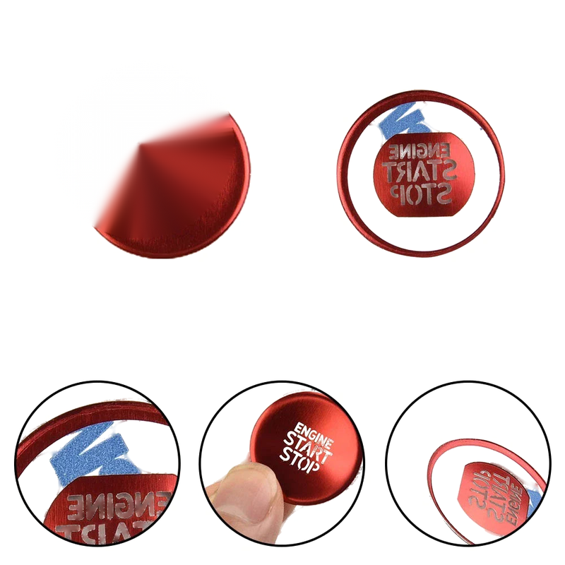 Auto Button Decoration / 1 x Aluminum Alloy Button Engine Red Replacement