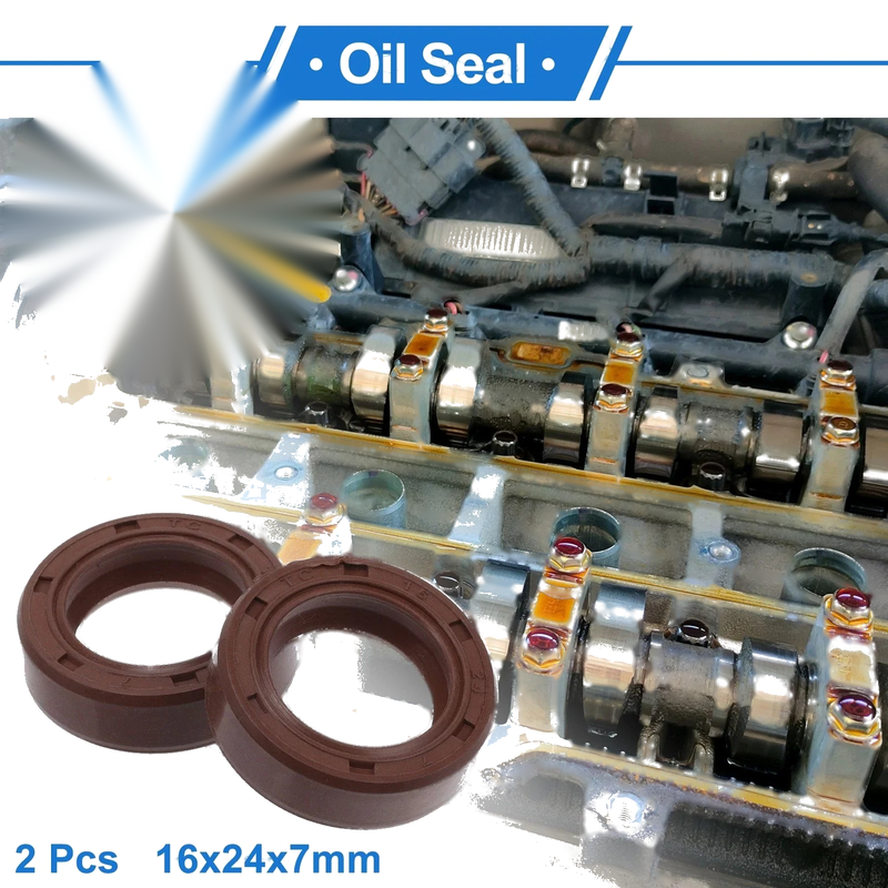Make Model Oil Seal Rotary Shaft Seal FKM Rubber 16x24x7mm Brown 2 x