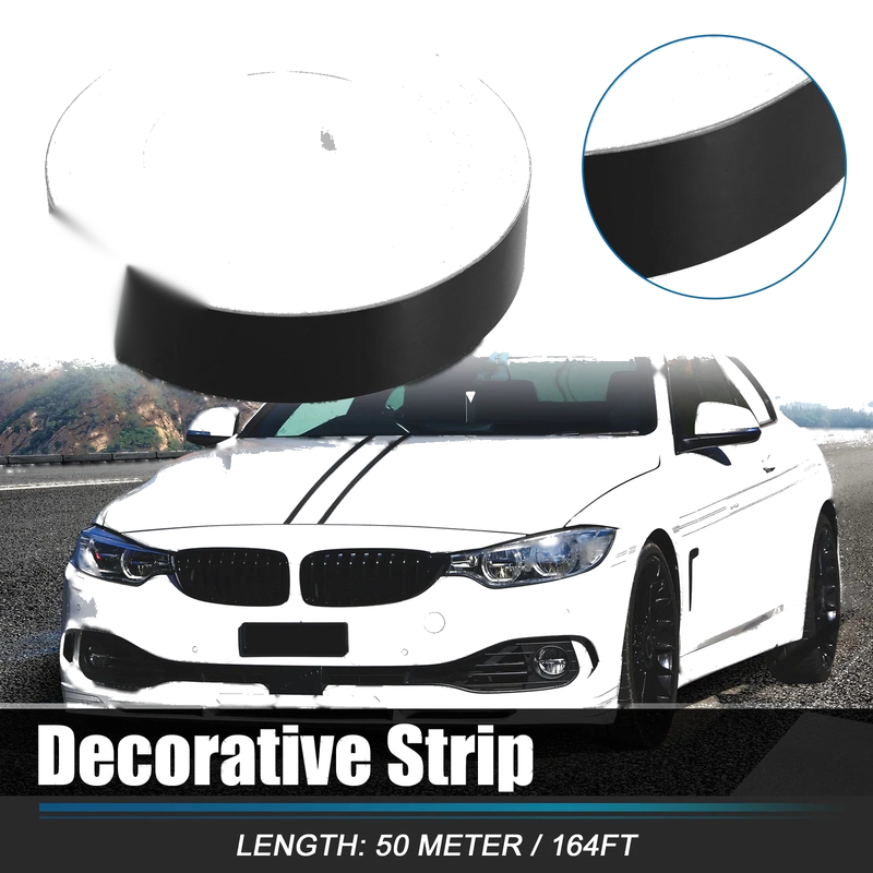 Car Motorcycle 1.2" Width 164ft Length Waterproof Black Decorative Strips
