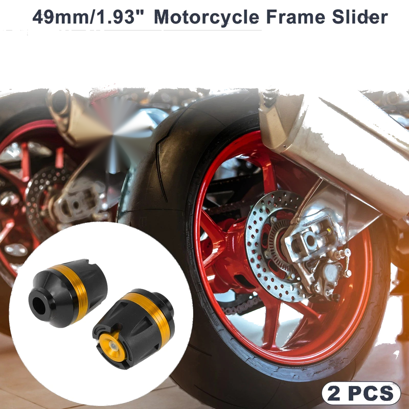 2 x 14mm Aluminum Alloy Motorcycle Slider Frame Gold Tone