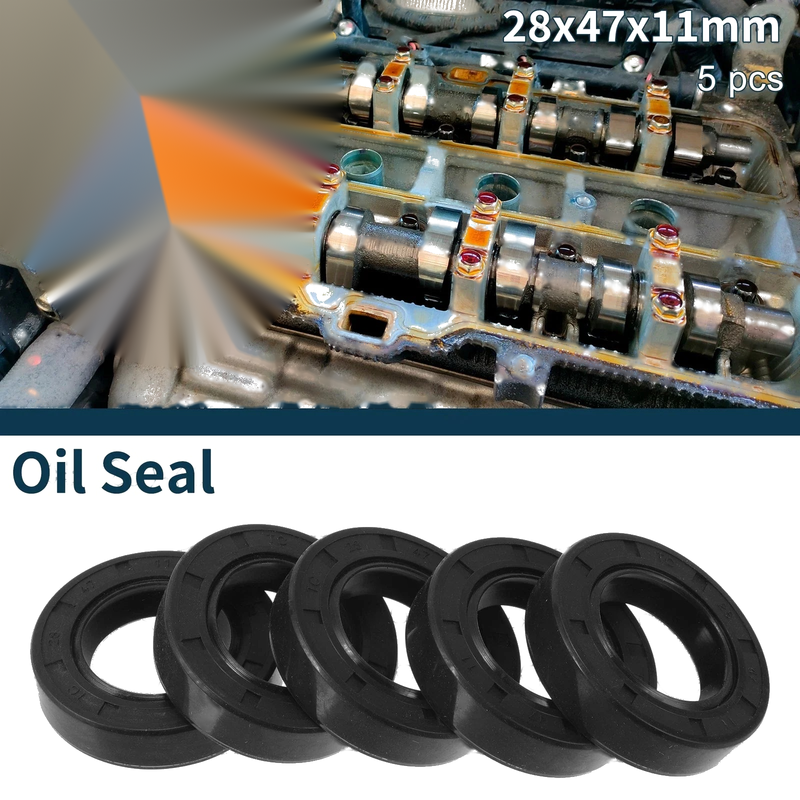 Make Model Oil Seal 28x47x11mm NBR Rubber Seal Ring 5Pcs