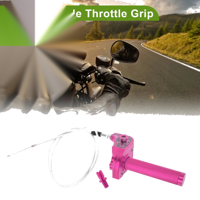 Motorcycle Throttle Grip 22mm CNC Aluminum Alloy Handlebar Rose Red