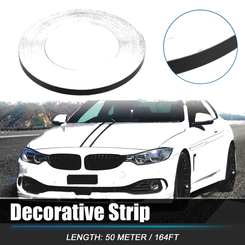 Car Motorcycle 0.3" Width 164ft Length Decorative Strips Waterproof Black