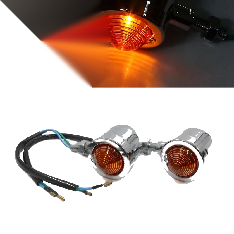 Harley Davidson 2 x Yellow Chrome Turn Signal Lamp Bulb