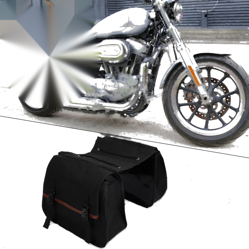 Motorcycle Pair Saddlebag Side Bag Quick Release Buckle Canvas Black