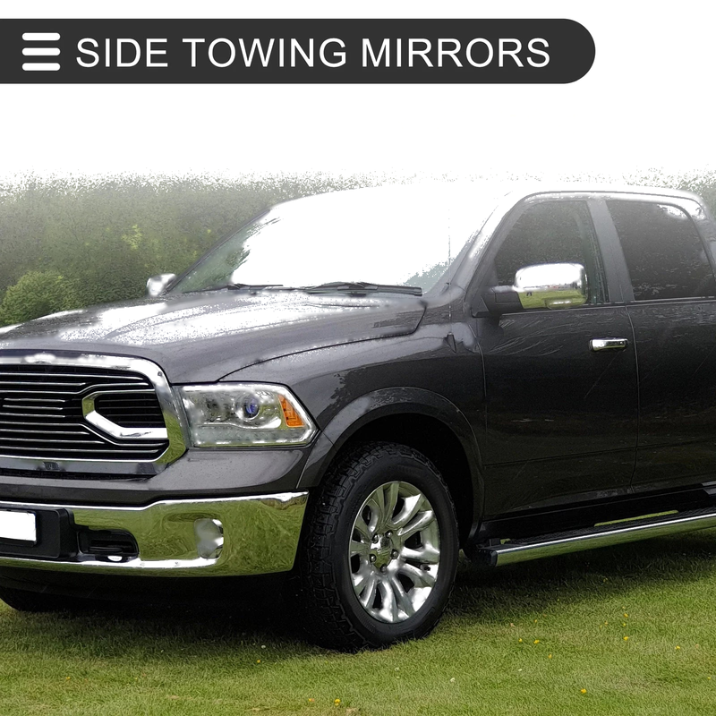 Dodge Ram 1500 with Turn Signal Light Silver Tone 2 x Tow Mirrors (2009-2018)