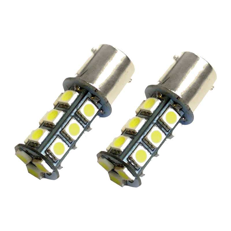 Caravan Car 2x 12V BA15D LED 18 SMD Cool White Light Globes Suitable