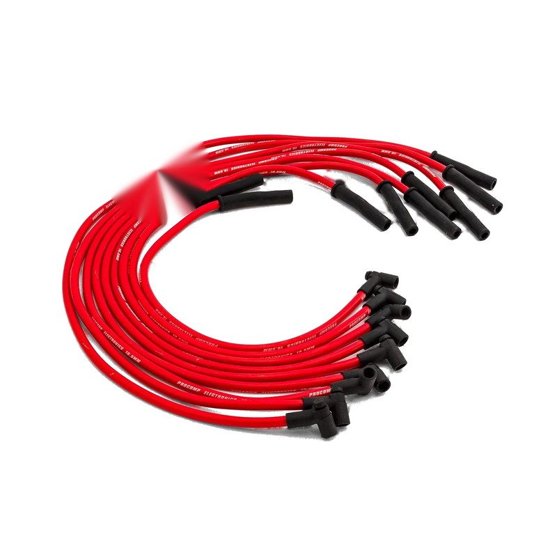 Ford Red Spark Plug Wires (Universal 90 Deg to Straight)