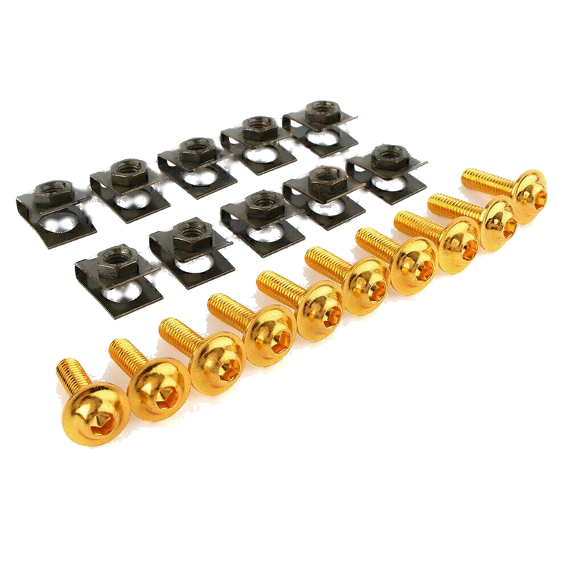 10 x CNC Motorcycle M6 Body Fairing Bolts Fasteners Clips Gold