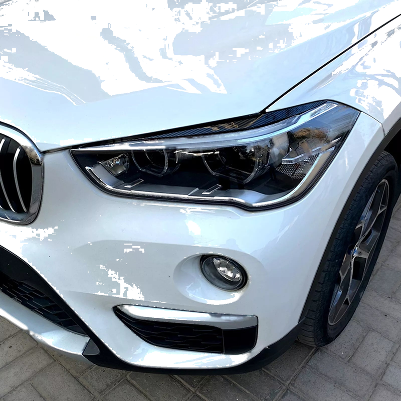 BMW X1 2 x Headlight Eyelid Trim Covers Carbon Fiber Look (2016-2021)
