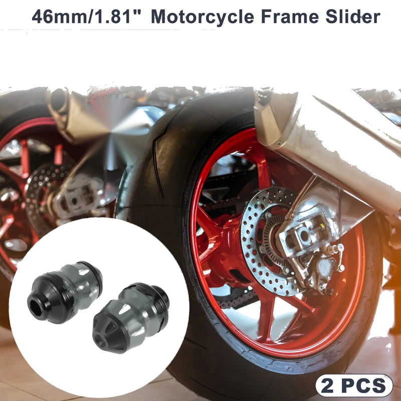 2 x 15mm Aluminum Alloy Plastic Motorcycle Slider Frame Titanium Tone