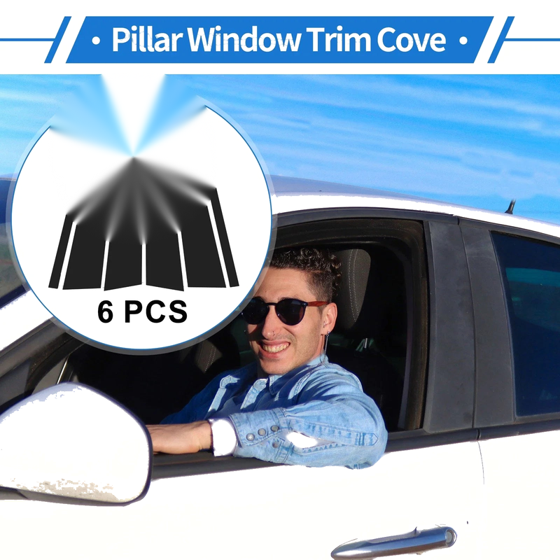Land Rover Freelander 2006-2015 Black 6 Pcs Door Pillar Window Trim