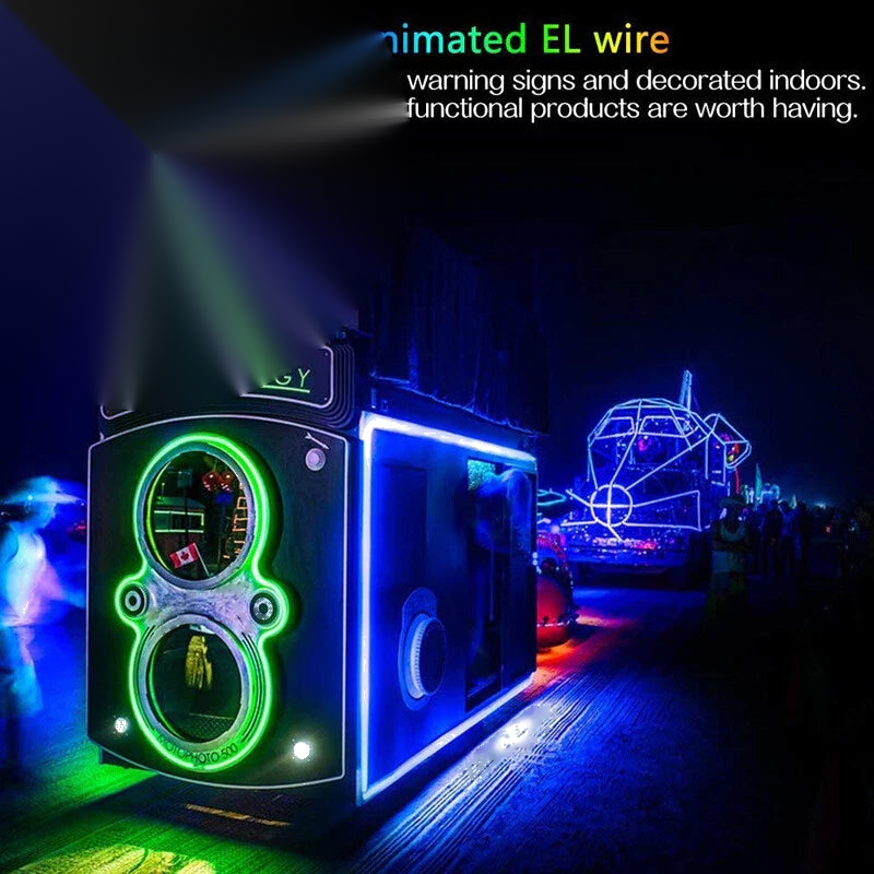 Car Home with USB Controller 2M Blue Flexible EL Wire Neon Glow Light Strip