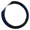All Cars 38CM Blue Black Leather Steering Wheel Cover