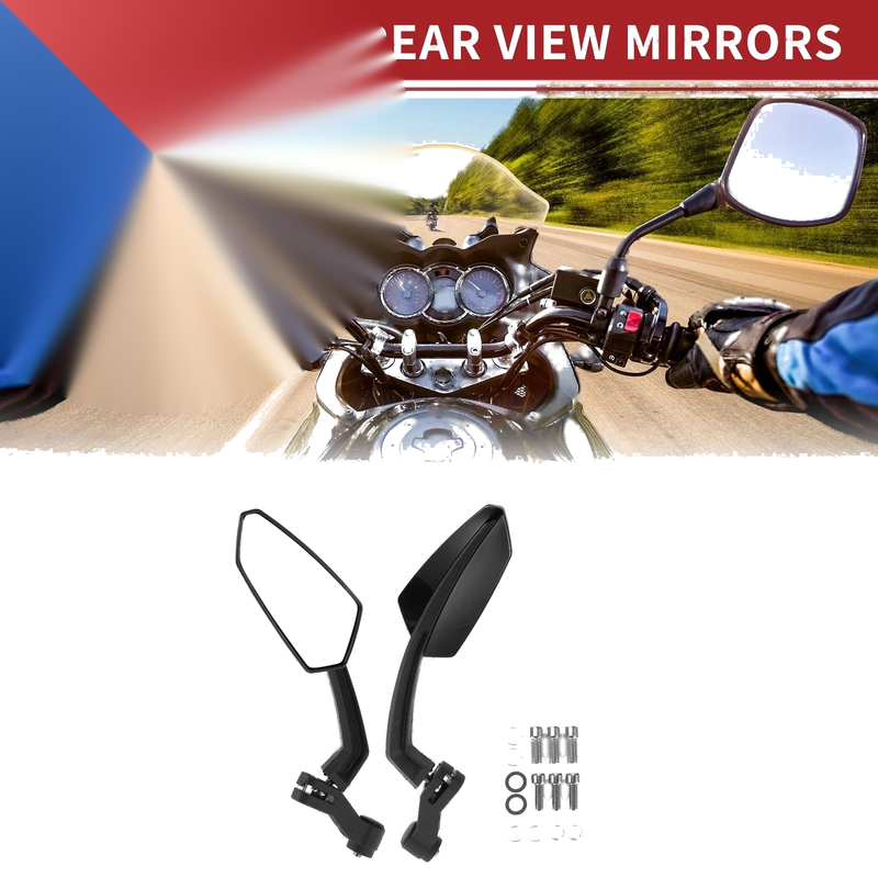 M8/M10 Rear View Mirror Side Mirror Black Plastic 1 x Motorcycle