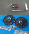Universal Aluminum Liquid Heat Exchanger Air to Water Intercooler Radiator + Fans