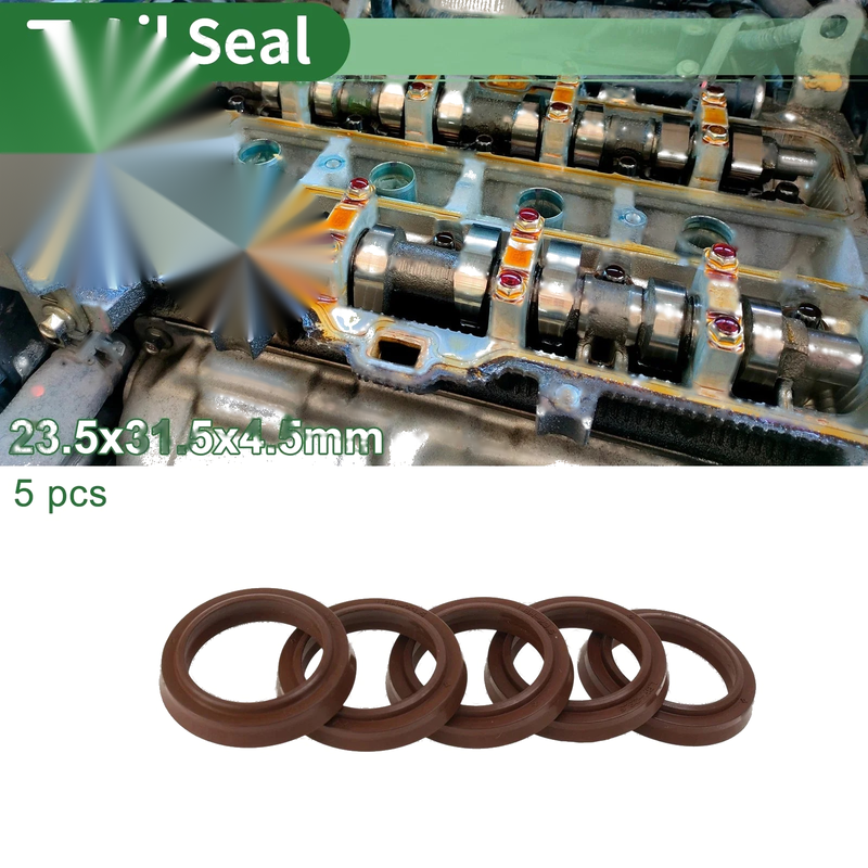 Oil Seal 23.5x31.5x4.5mm Seal Ring Rotary Shaft Seal FKM Rubber Brown 5 pcs
