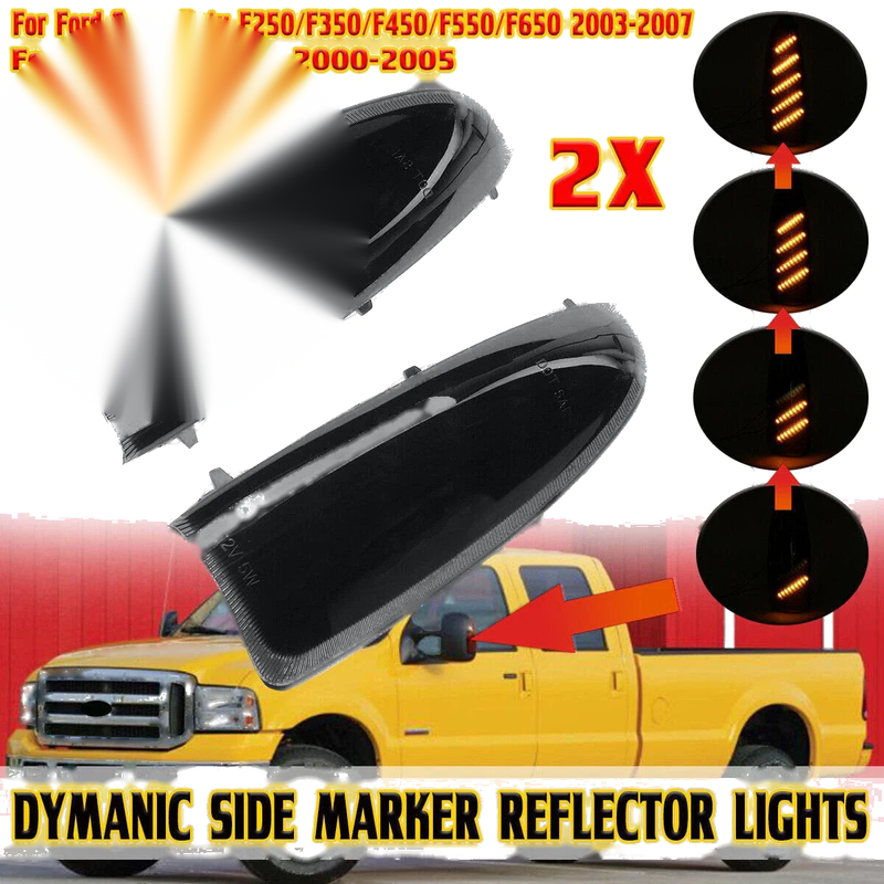 Ford F-250-F-450 2x Smoked LED Side Mirror Light Kit Switchback (2003–2007)