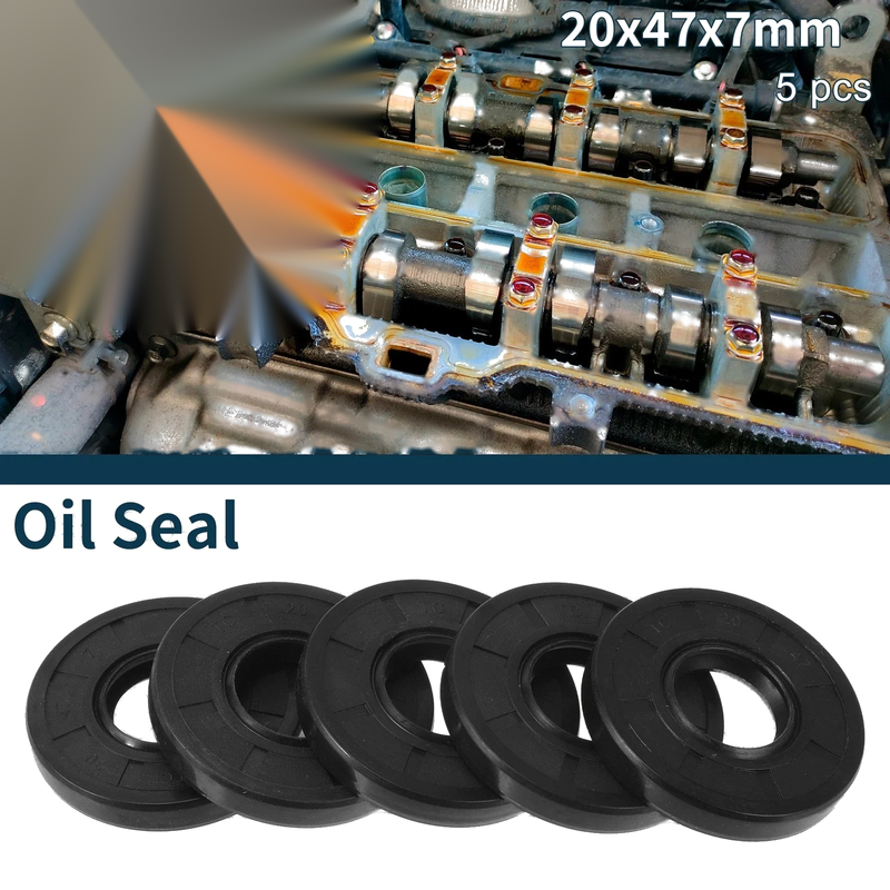 Oil Seal / 20x47x7mm / Seal Ring Rotary Shaft Seal NBR Rubber 5Pcs
