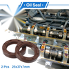 Oil Seal 25x37x7mm FKM Rubber Brown 2 x Pcs