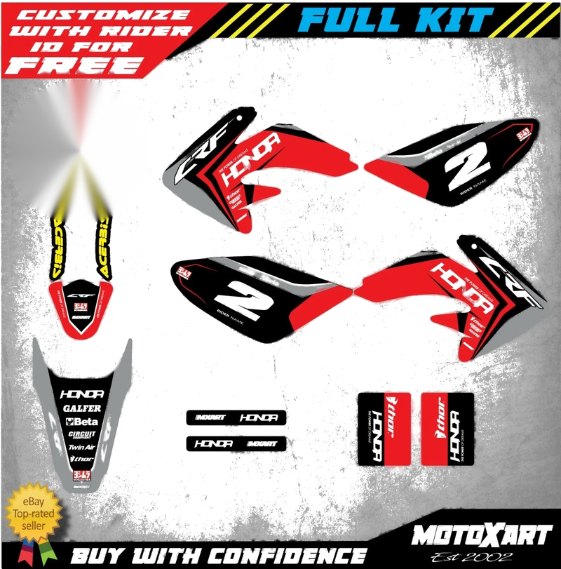 Honda CRF80 (2004-2012) SPARK Style Stickers Custom Graphics Full Kit