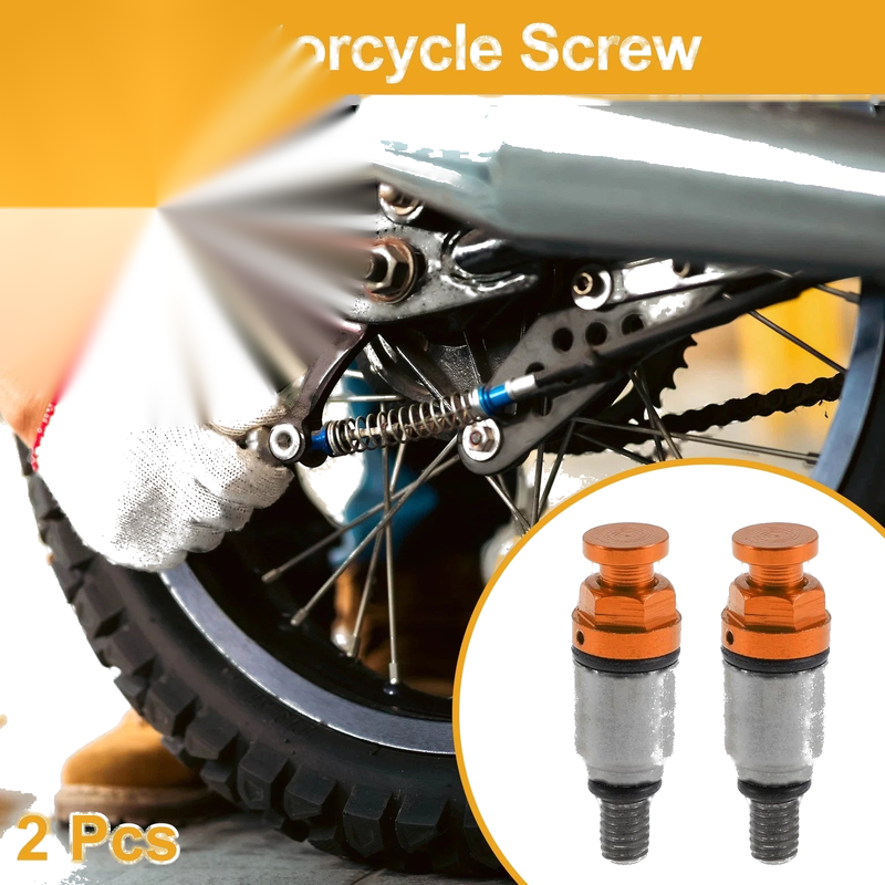 Motorcycle 2 x Screw M5x0.8 Fork Air Bleeder Valve Metal Orange