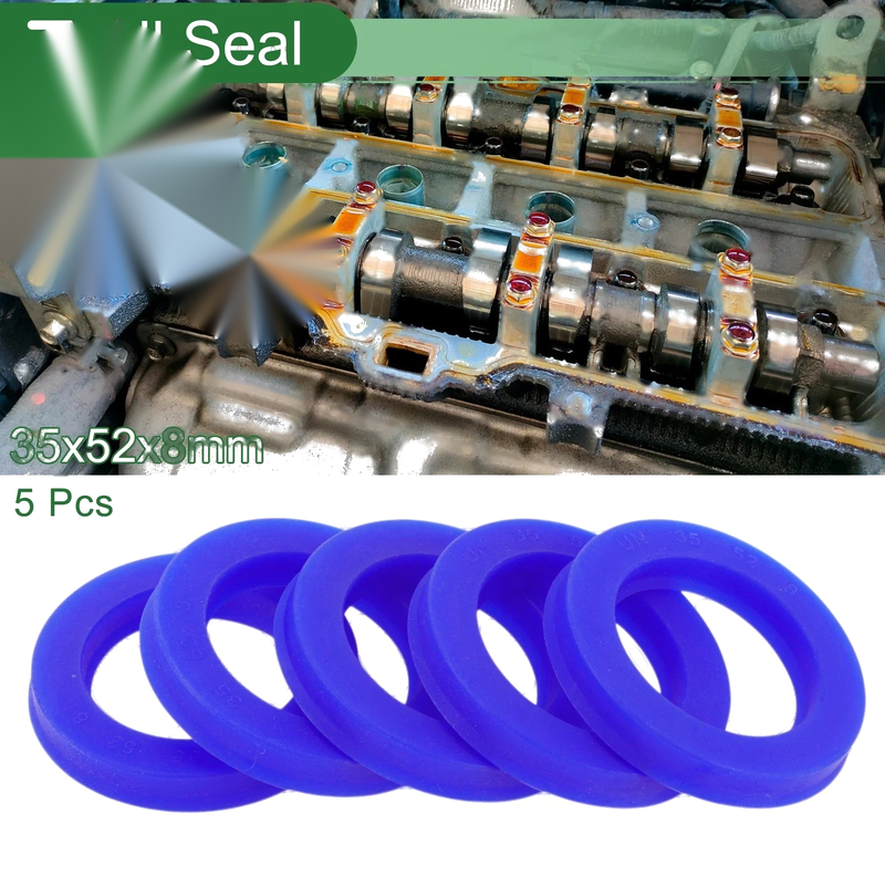Make Model Oil Seal / 35x52x8mm / TPU Rotary Shaft Seal Blue 5 Pcs