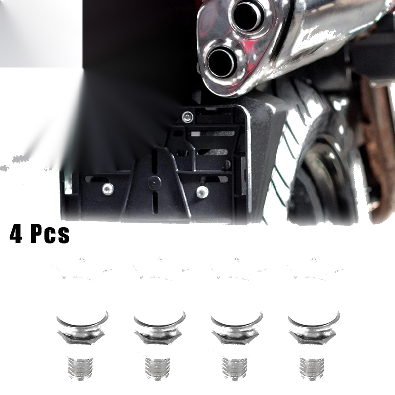 4pcs Universal Motorcycle License Plate Frame Bolts Screws Fasteners Silver Tone