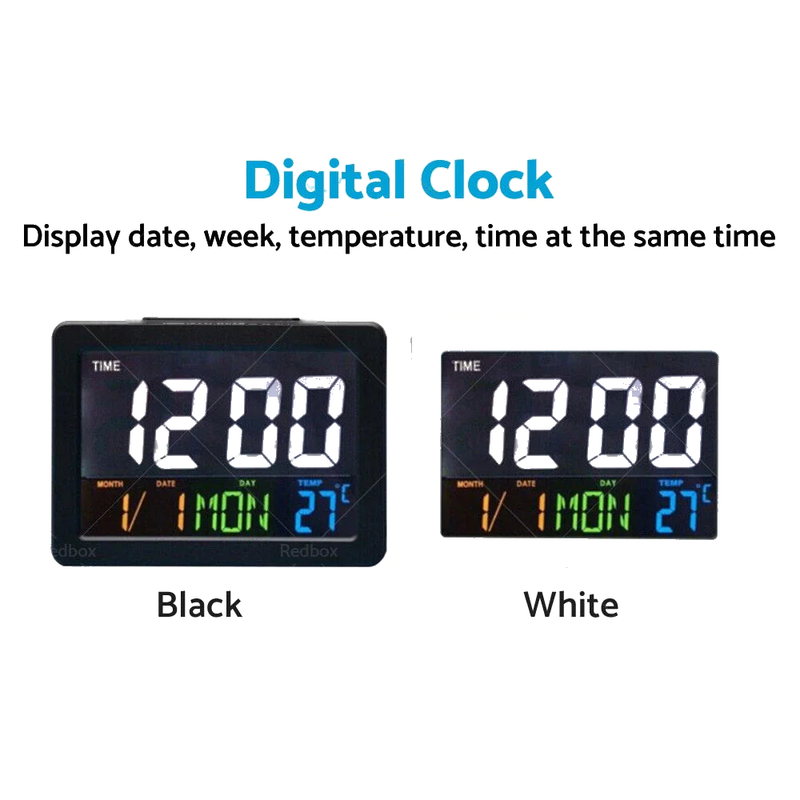 Home AU Large Jumbo LED Wall Desk Clock with Calendar & Temperature