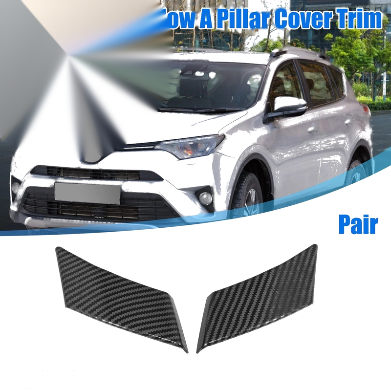 Toyota RAV4 Carbon Fiber Front Door A-Pillar Cover Trim Pair (2019–2023)