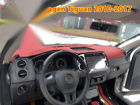 Volkswagen Tiguan Red Leather Dashboard Cover Mat (2010–2017)