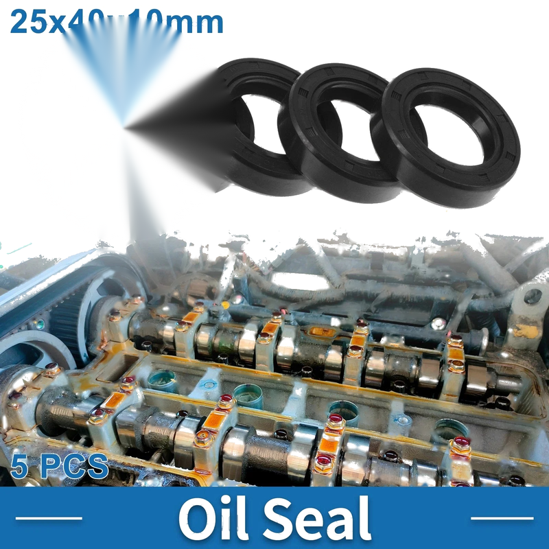 Make Oil Seal 25x40x10mm Rotary Shaft Seal Nitrile Rubber Black 5 Pcs