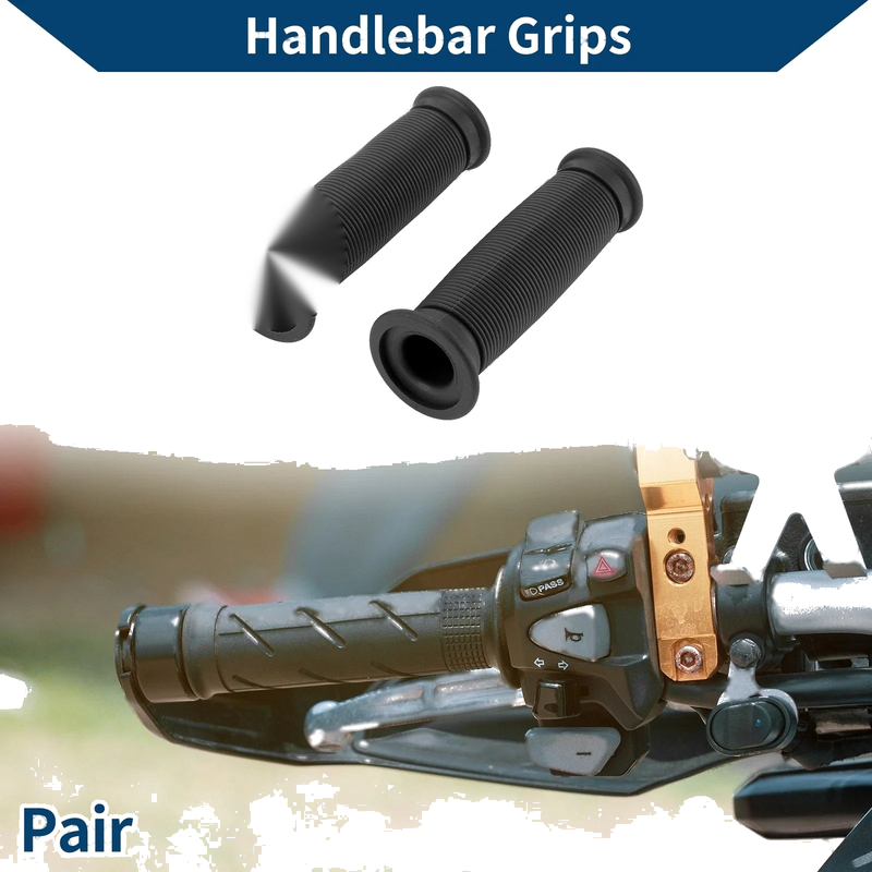 Motorcycle Rubber Black 1 x Pair 7/8" 22mm Hand Grips