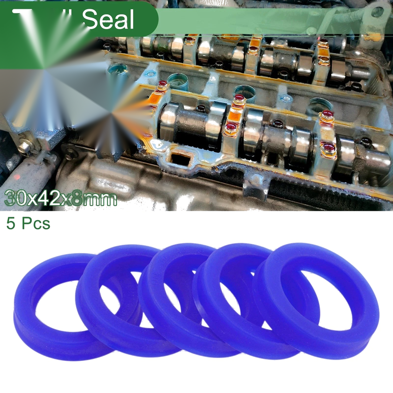 Oil Seal 30x42x8mm TPU Rotary Shaft Seal High Pressure Blue 5 Pcs