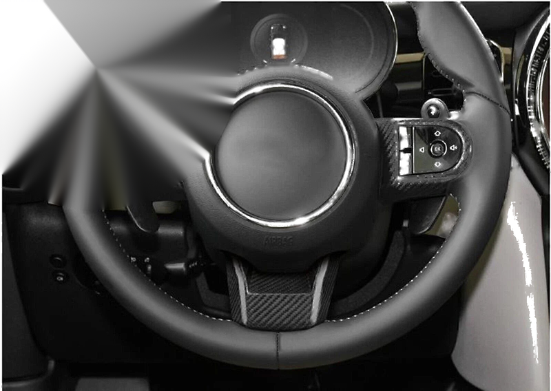 Mini Cooper F55 / 56 / 57 3 x Black Carbon Fiber Steering Wheel Covers (2021-2023)