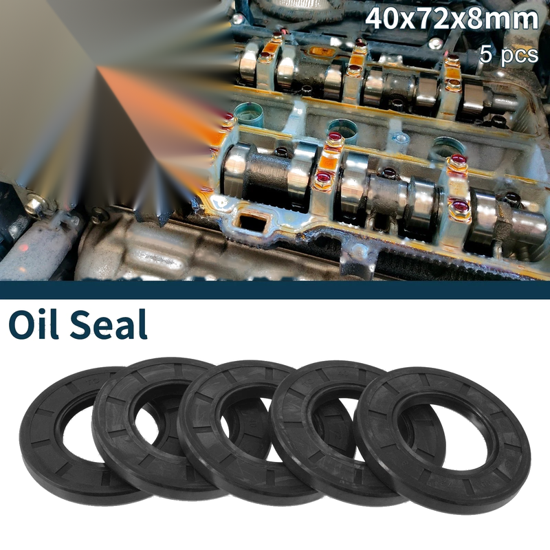 Oil Seal 40x72x8mm Black 5Pcs NBR Rubber Seal Ring Rotary Shaft
