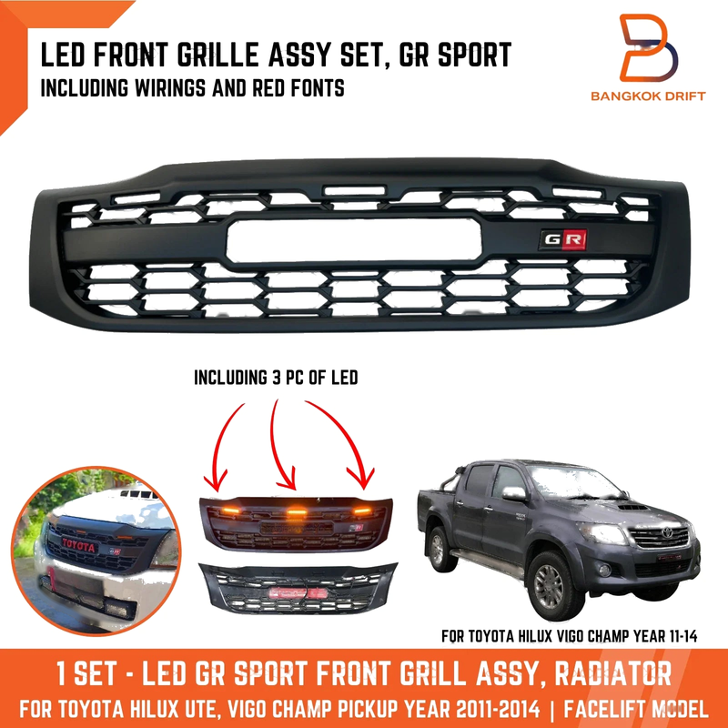 Toyota Hilux Ute Vigo Champ GR Sport LED Front Grille Assembly (2011-2014)