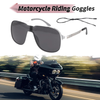 1x Motorcycle Riding Goggles Black Lens White Silver Tone Frame PC UV400